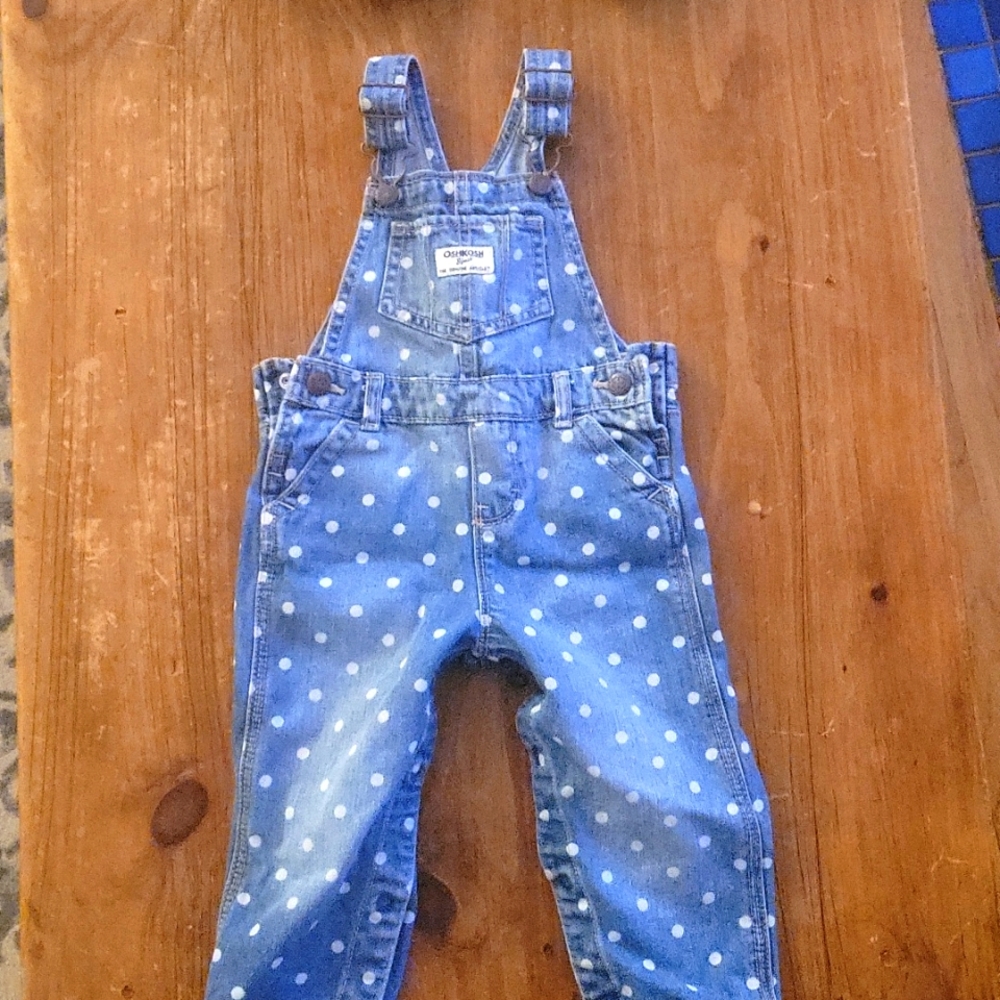 OshKosh polka dot jean overalls size 12-18m